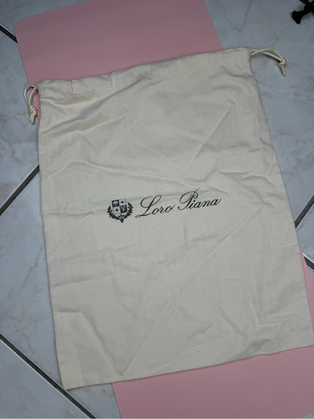 Loro Piana Natural/Cream Branded Drawstring Travel Dust Bag